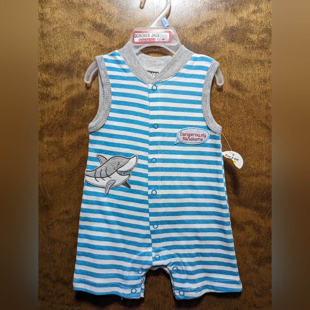 Quacker jack 3-6 months sleeveless one piece button up